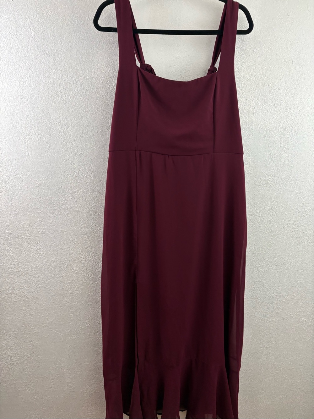Show me your mumu Square Neck Ruffle Split Midi wine Formal Dress size XXL - Picture 2 of 8